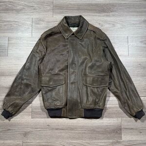 Men’s L.L. Bean OMF44 Goatskin Leather Bomber Jacket Size M